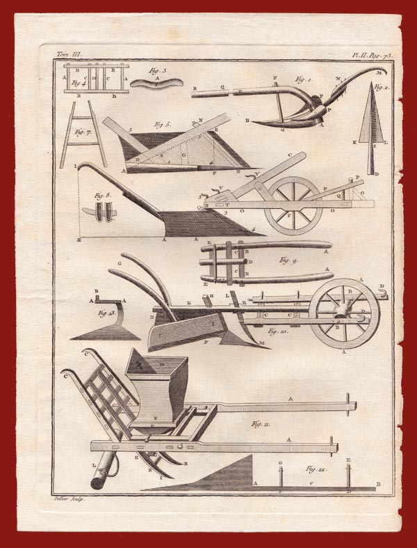 stampa antica aratro rozier