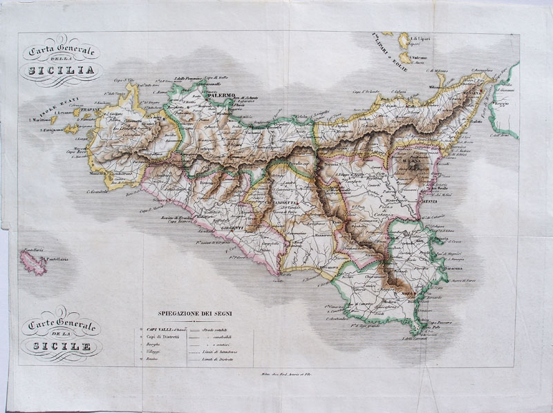 carta geografica antica sicilia artaria