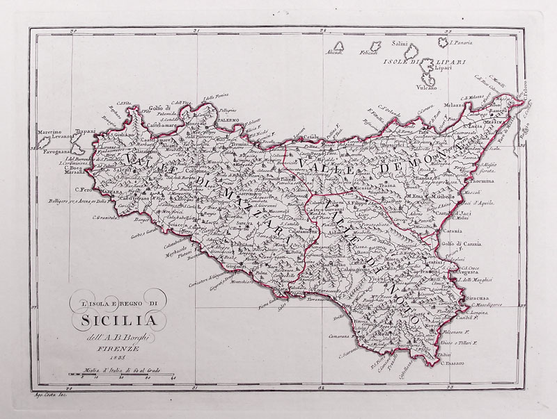 carta geografica antica sicilia borghi