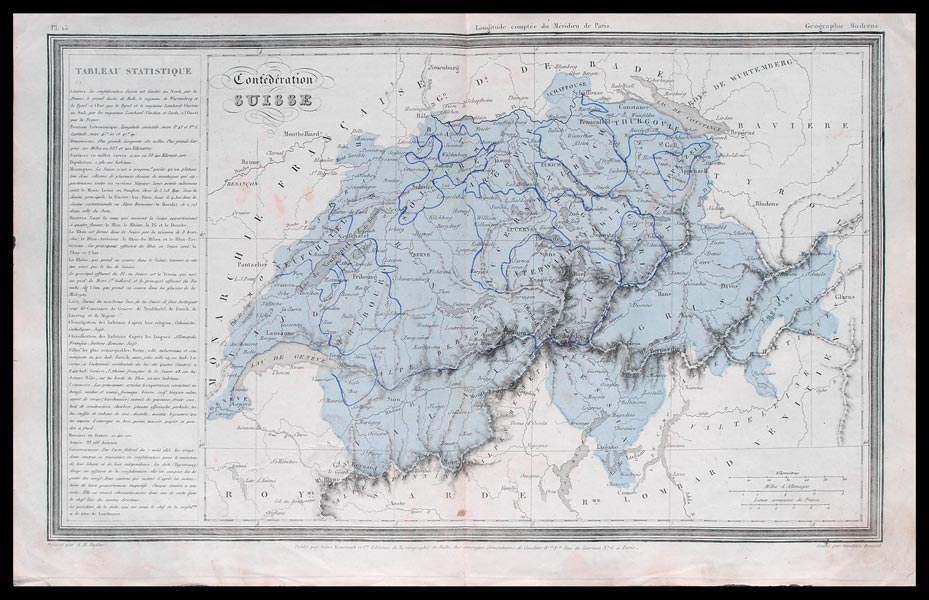 carta geografica antica svizzera dufour