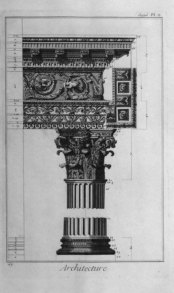 stampa antica architettura colonna