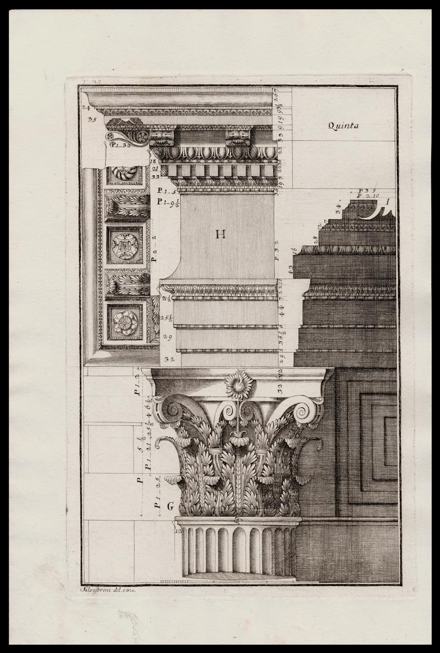stampa antica capitello corinzio tempio marte