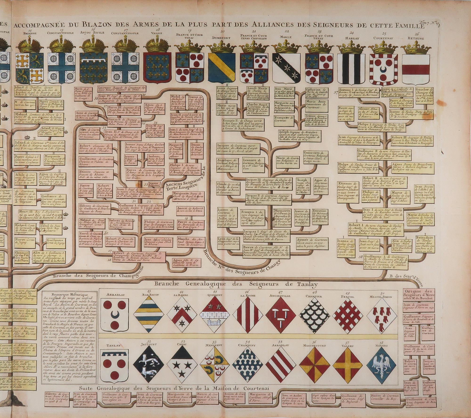 stampa antica genealogia courtenay