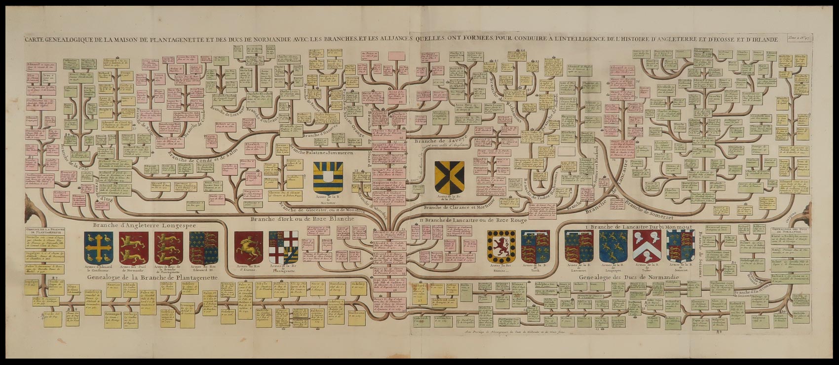 stampa antica genealogia plantageneti chatelain
