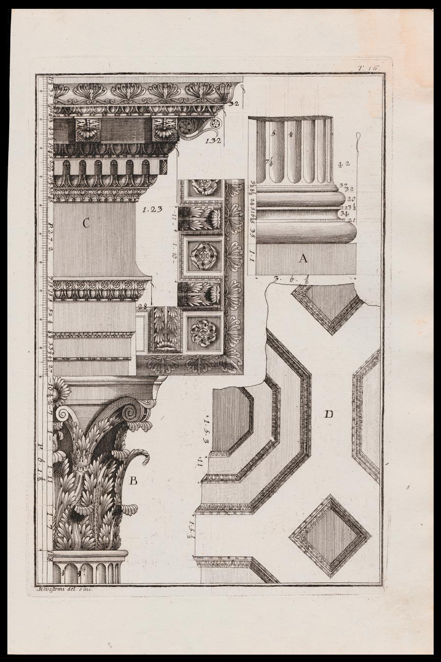 stampa antica ornamenti tempio pace