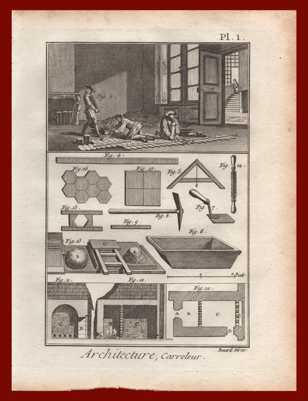 stampa antica piastrellisti diderot