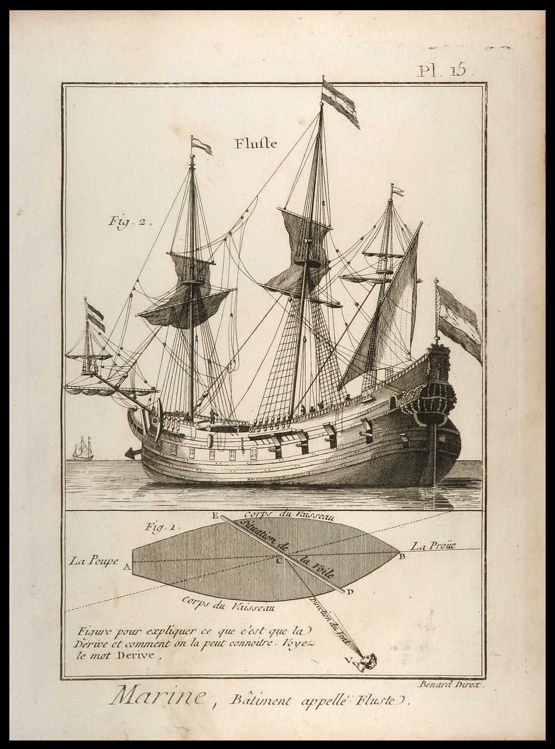 stampa antica vascello flute diderot