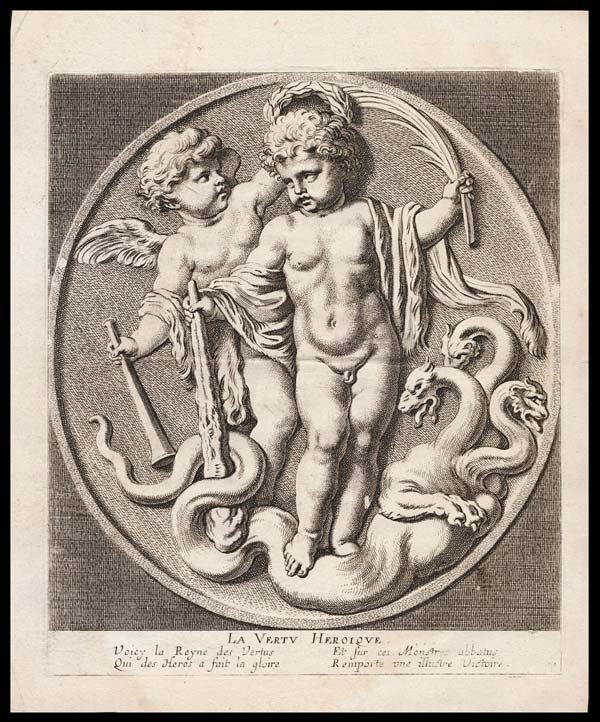 stampa antica vertu heroique testelin