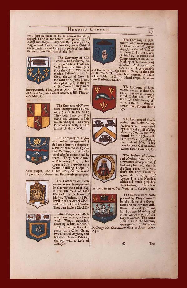 stampa antica araldica inglese