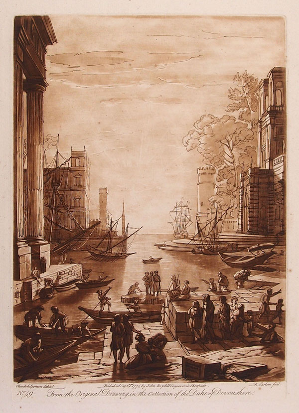stampa antica paesaggio marino