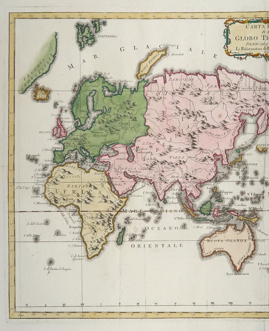 stampa antica carta ridotta globo terrestre carta ridotta globo terrestre