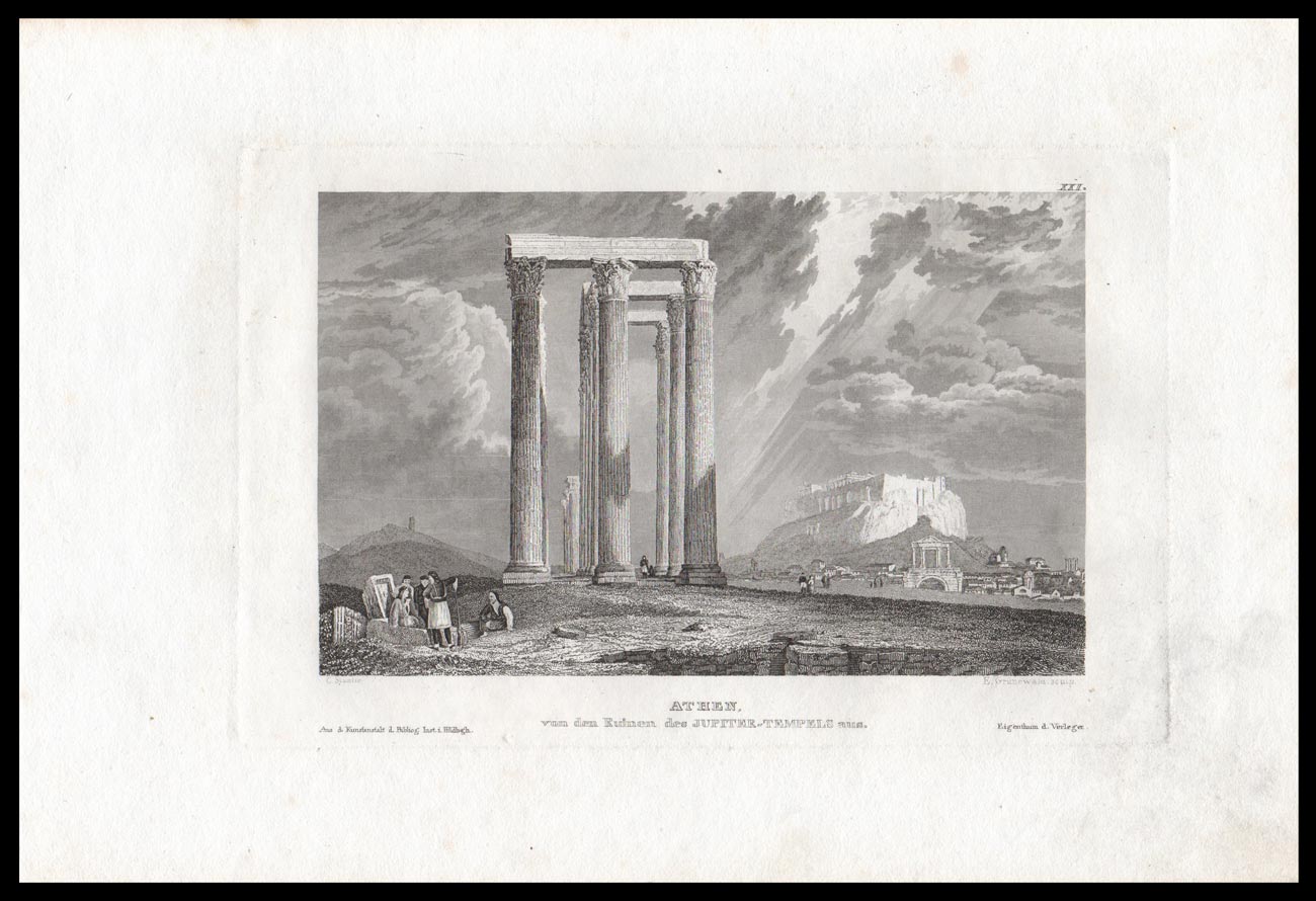 stampa antica tempio giove atene