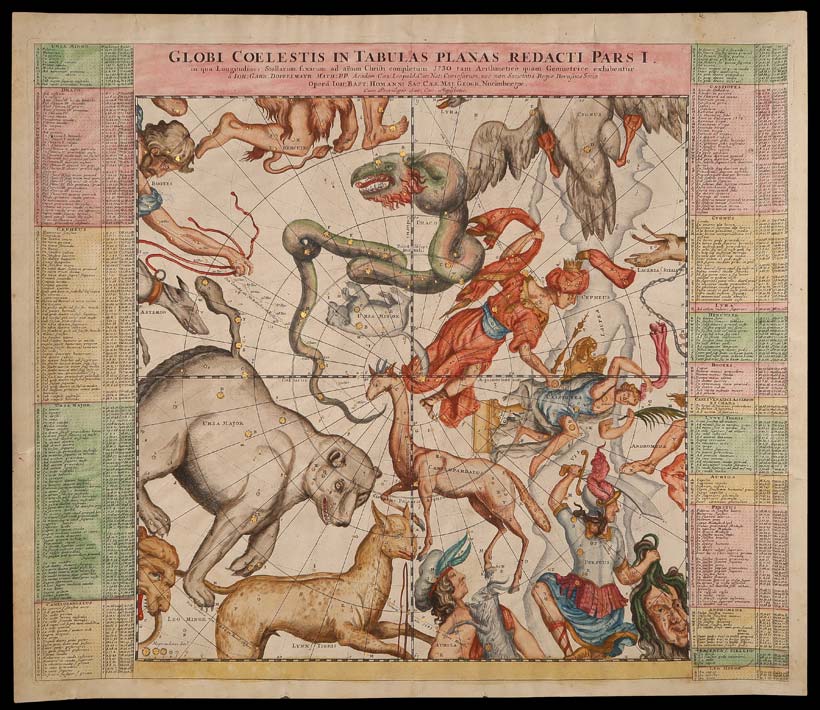 stampa antica globi celesti 1 homann