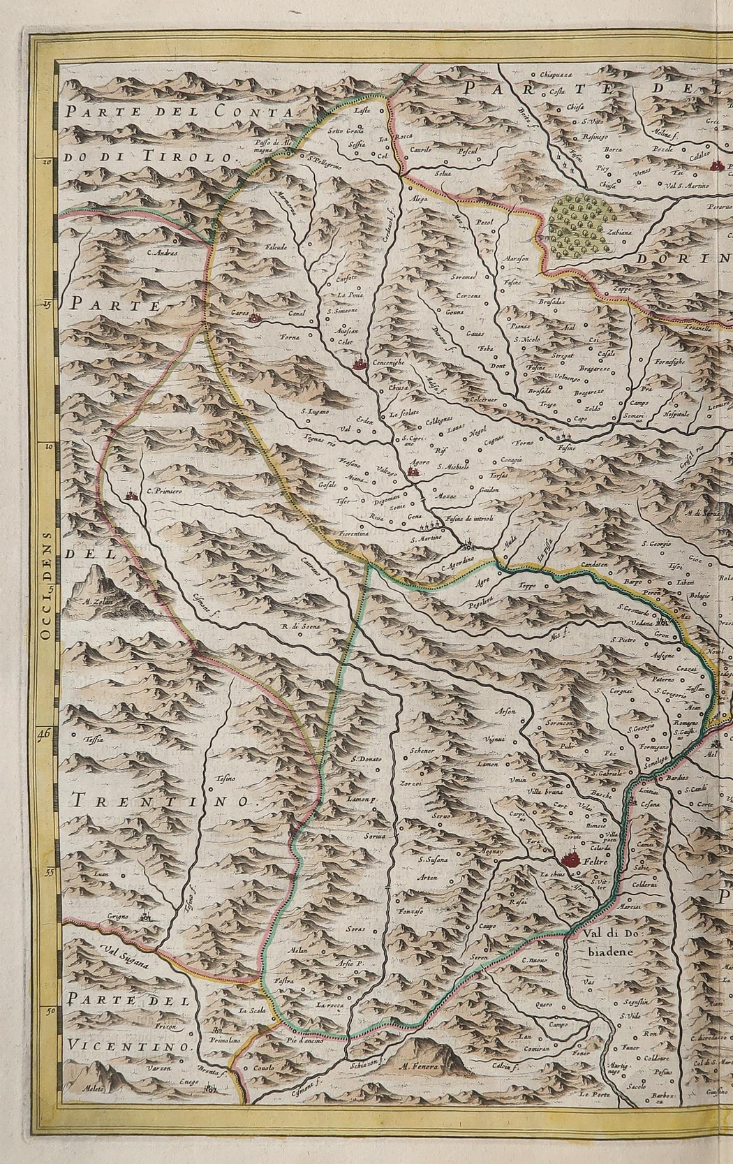 carta geografica bellunese feltrino janssonius