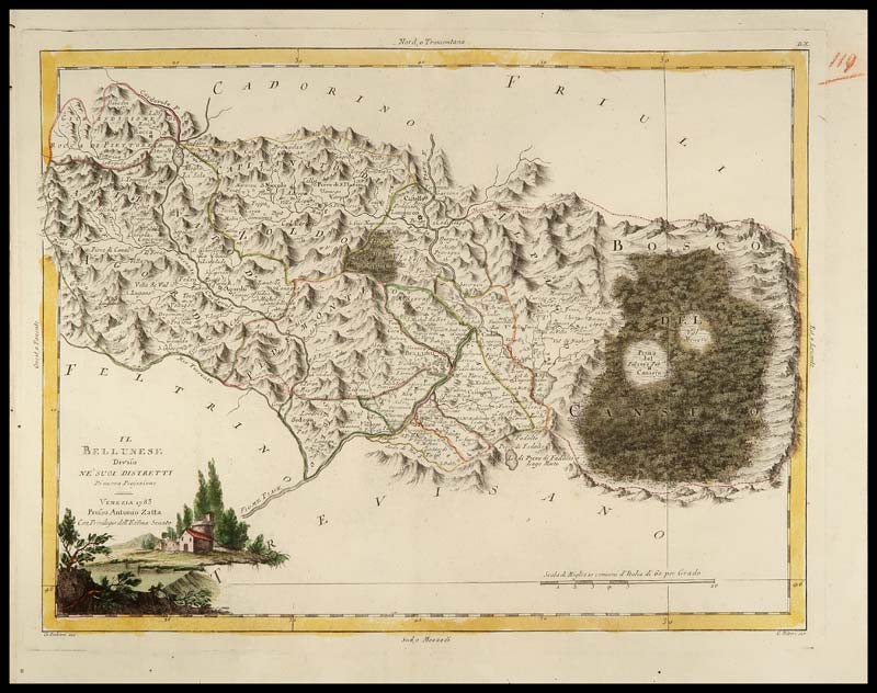 carta geografica bellunese zatta