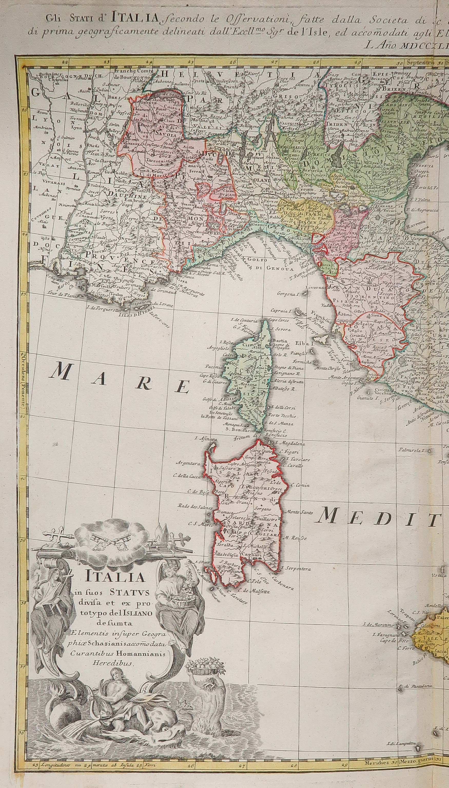 carta geografica italia eredi homann