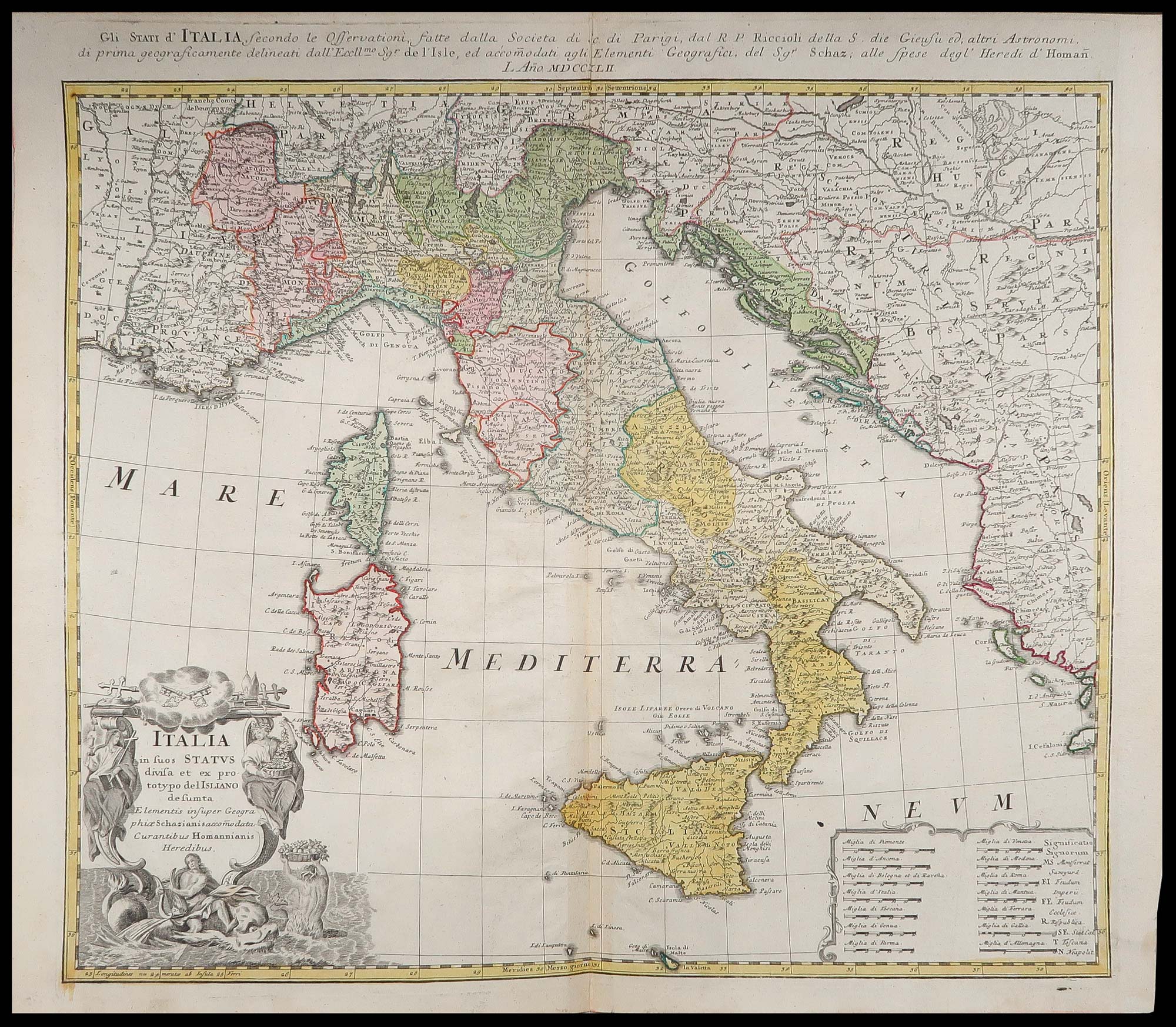 carta geografica italia eredi homann