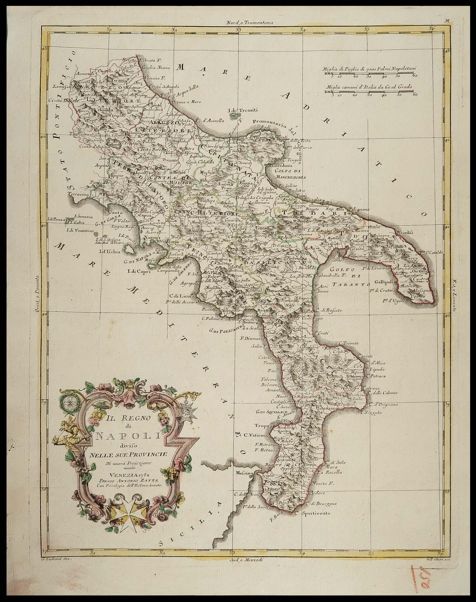 carta geografica regno napoli zatta