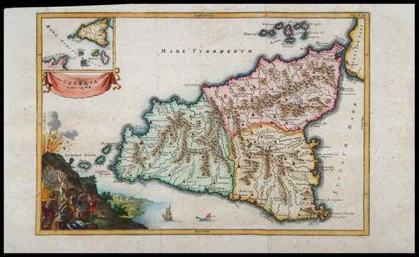 carta geografica sicilia antiqua cellarius