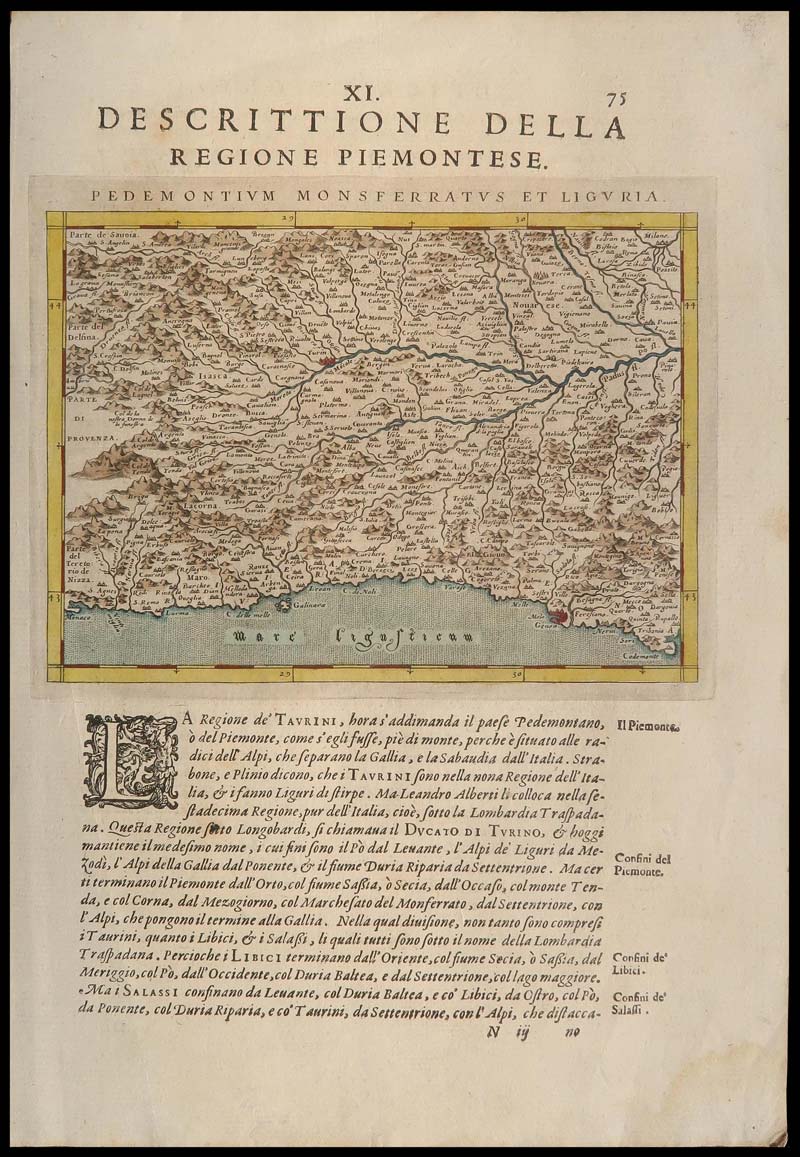 carta geografica descrittione regione piemontese magini
