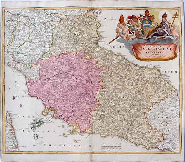 carta geografica antica stato chiesa homann