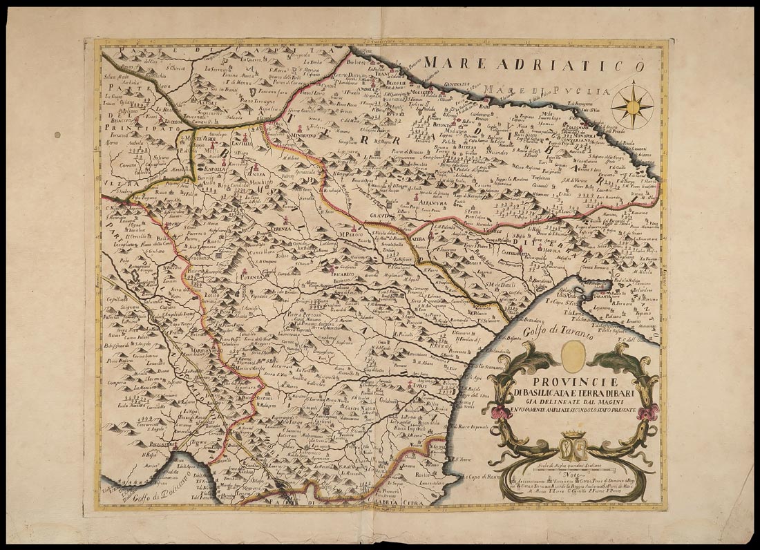 carta geografica antica provincie basilicata terra bari petrini