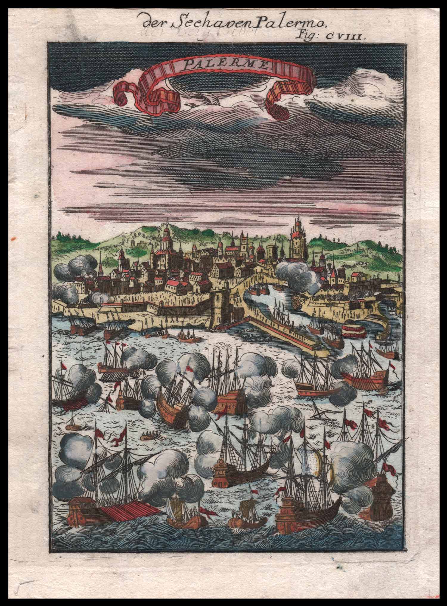 stampa antica palermo mallet 1719