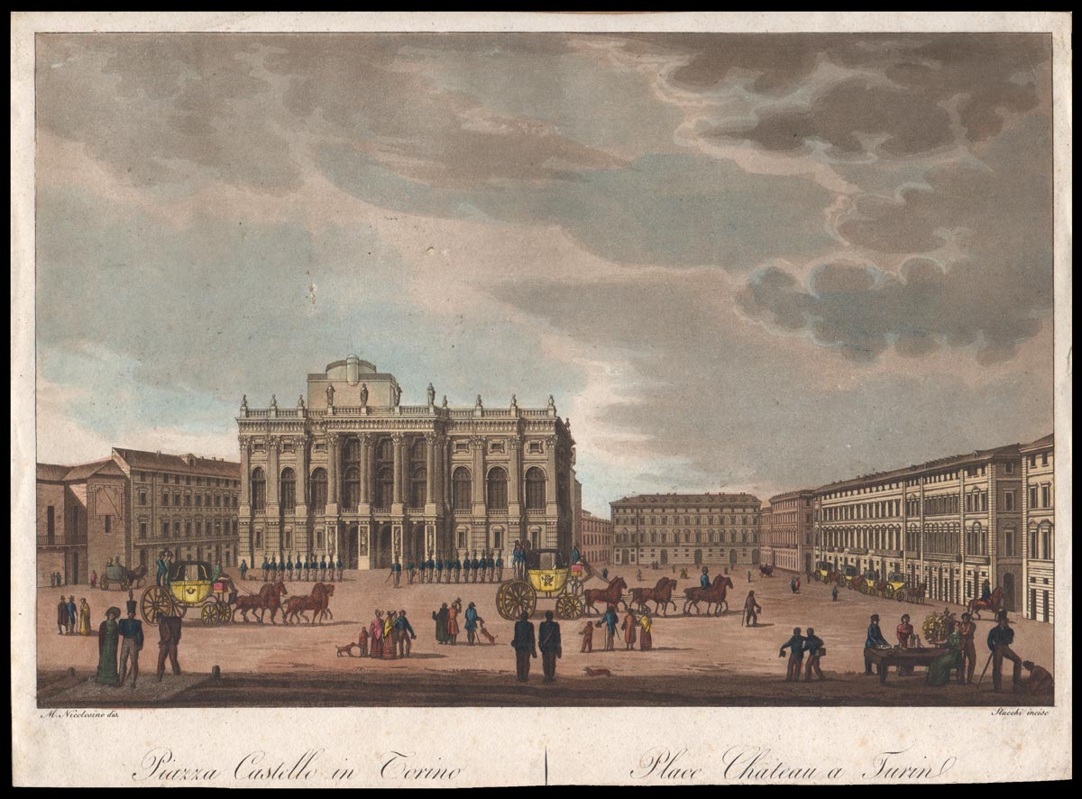 stampa antica piazza castello torino