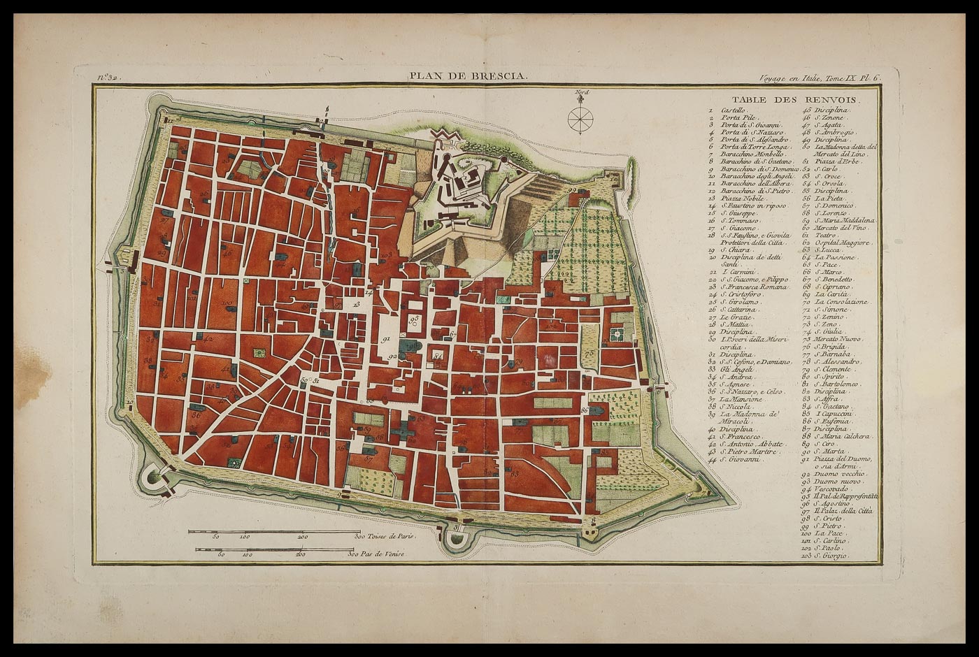 stampa antica plan brescia delalande