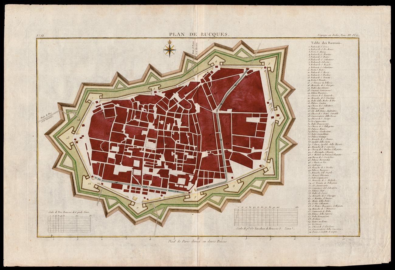 stampa antica plan lucques de lalande