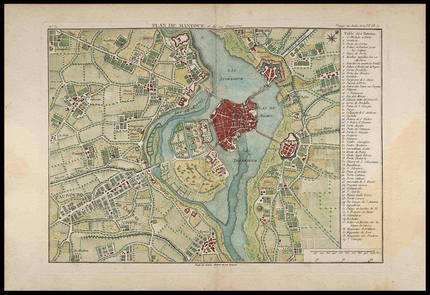 stampa antica plan manoue de lalande
