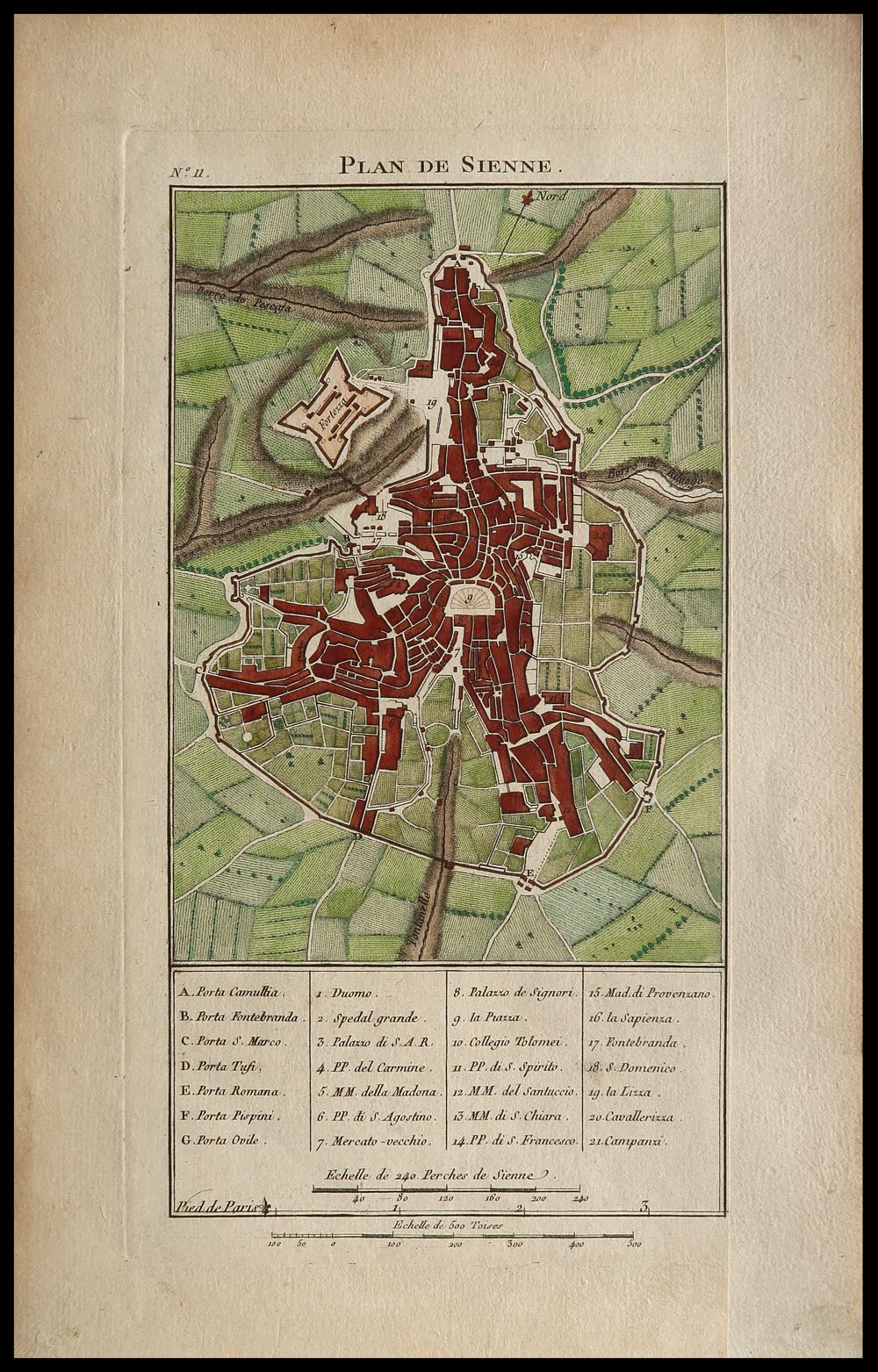 stampa antica plan sienne de lalande