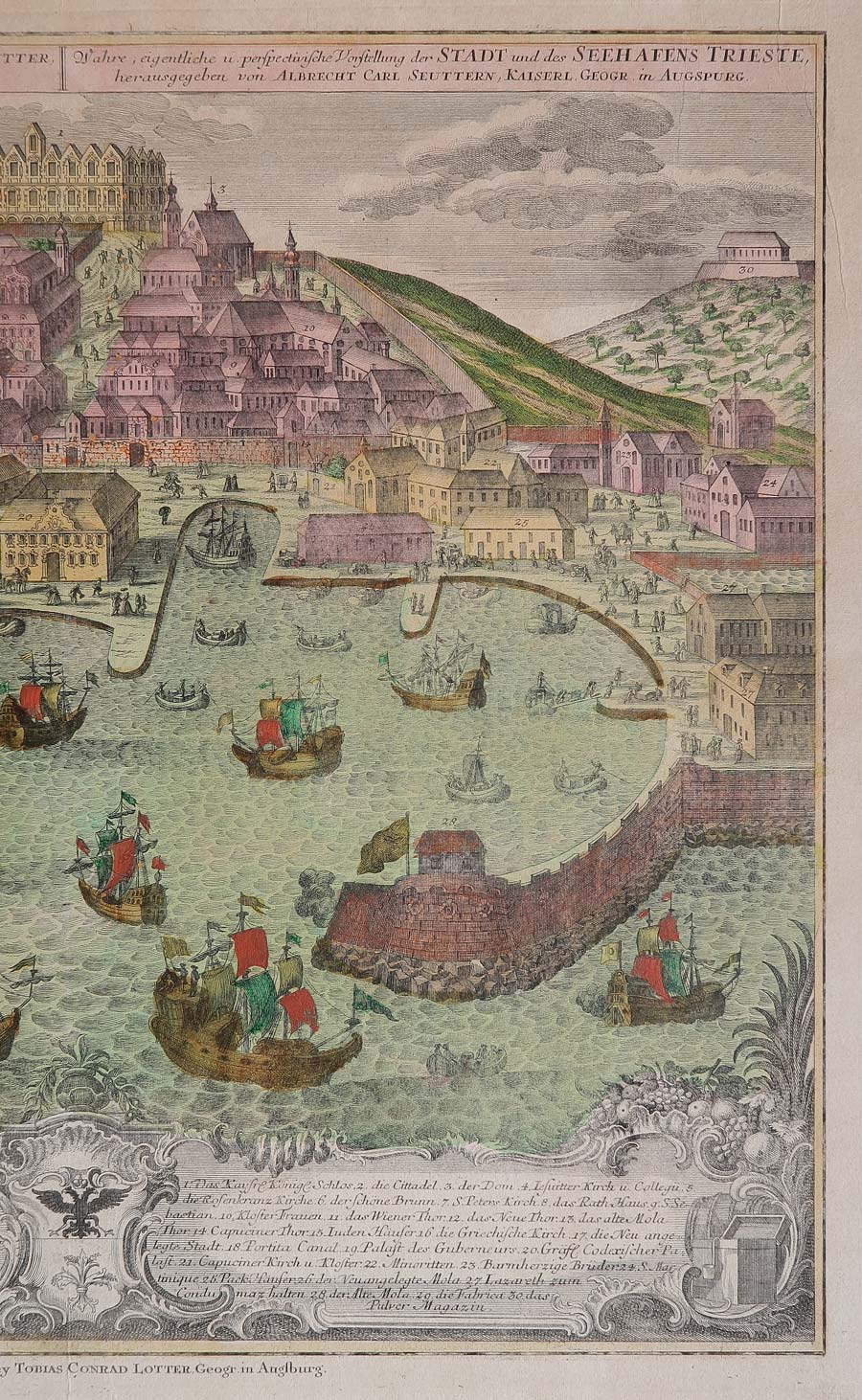 stampa antica porto città trieste seutter stampa antica porto trieste seutter