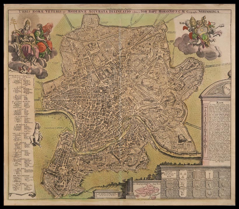 stampa antica pianta roma homann