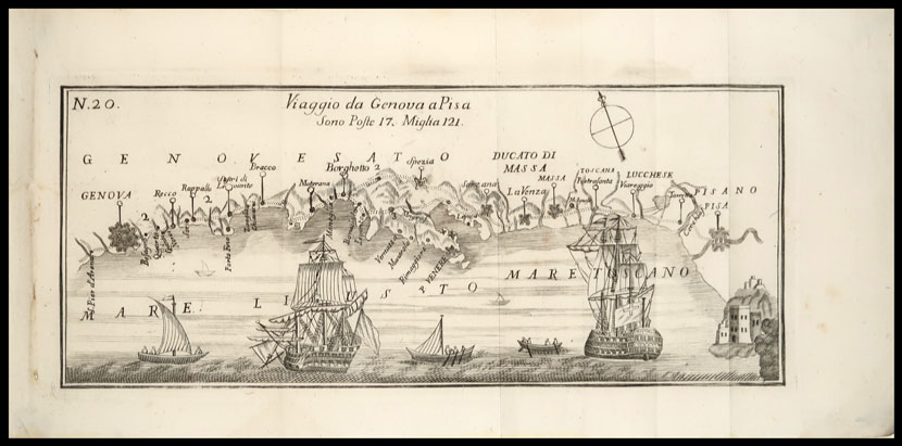 stampa antica viaggio genova pisa