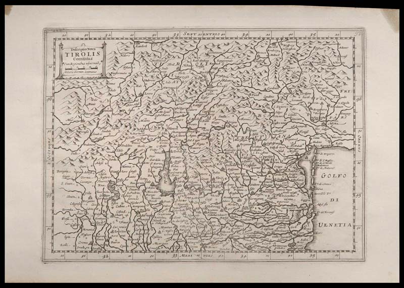 carta geografica tirolis comitatus du sauzet