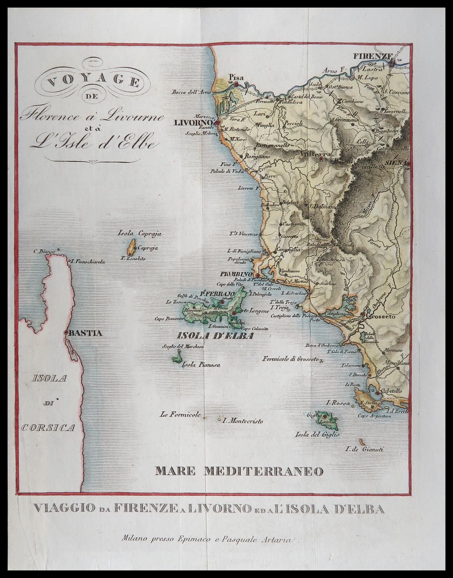 viaggio postale firenze livorno elba artaria