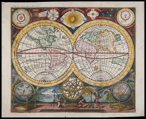 mappamondo planisphaerium terrestre coeleste hubner