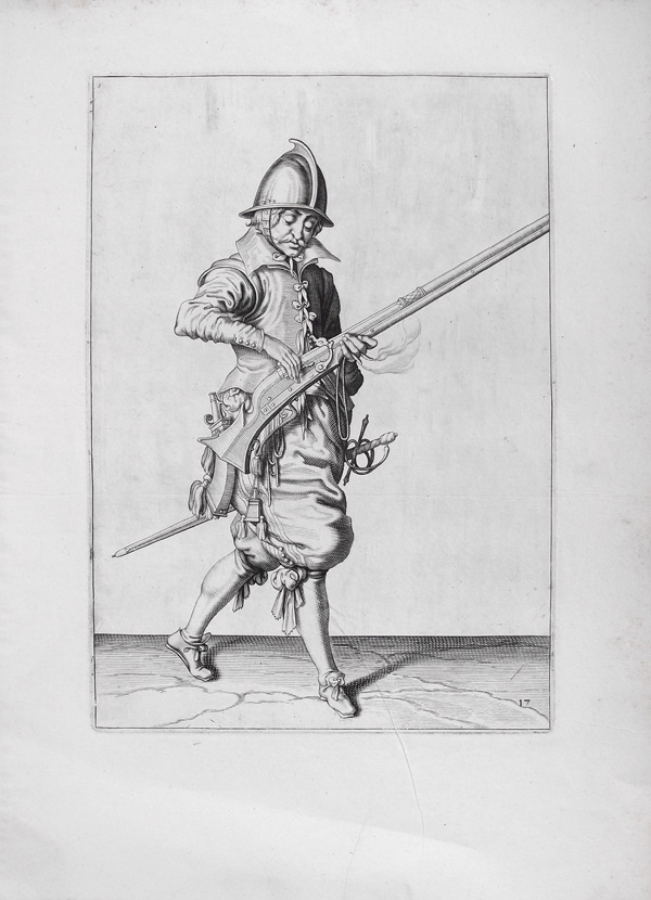 stampa antica soldato moschetto