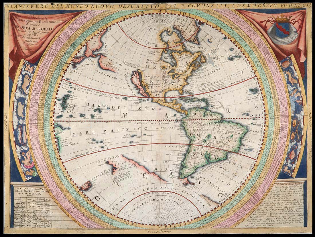 mappa antica planisfero coronelli