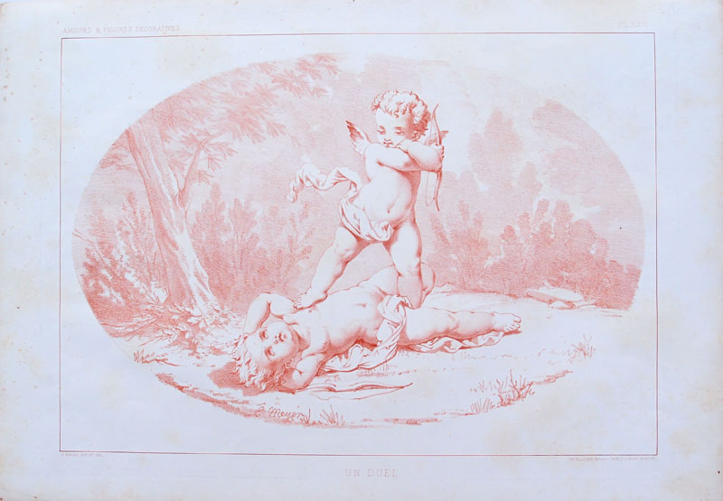 stampa antica amorini duello