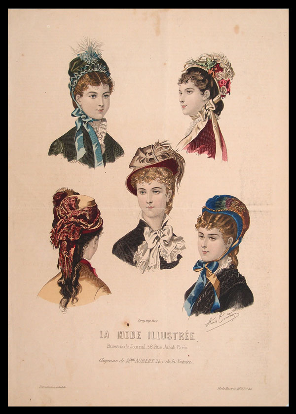 stampa antica cappellini femminili
