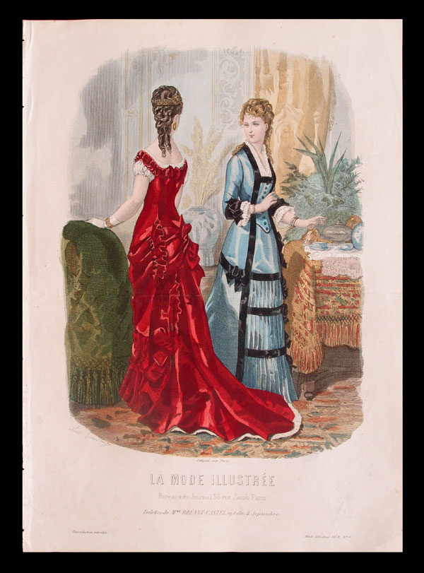 stampa antica moda abito rosso