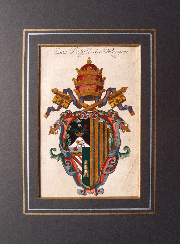 stampa antica stemma papale