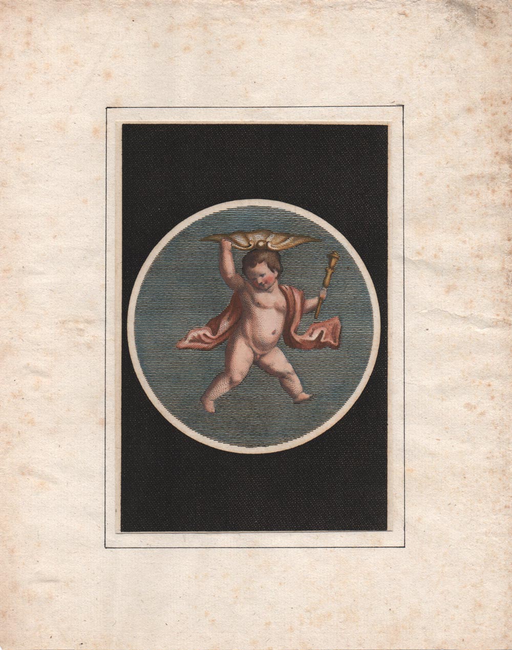 stampa antica putto scettro morghen