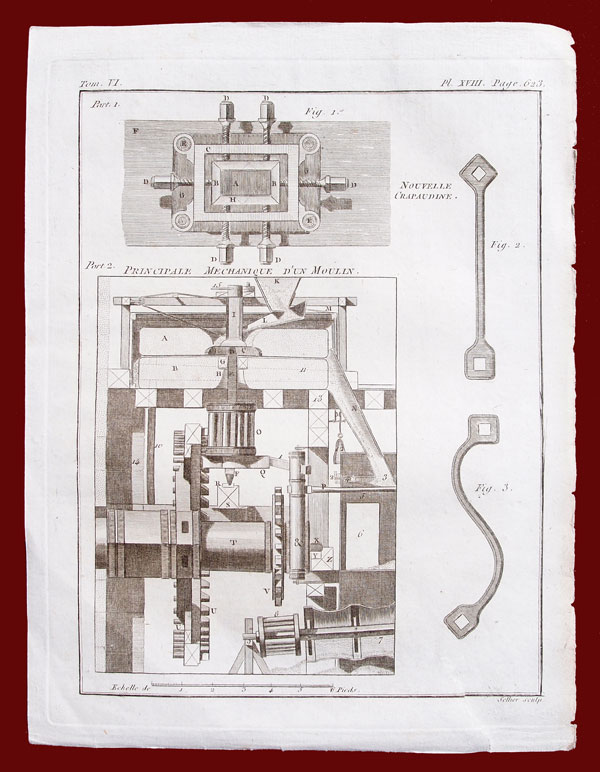 stampa antica meccanica mulino rozier