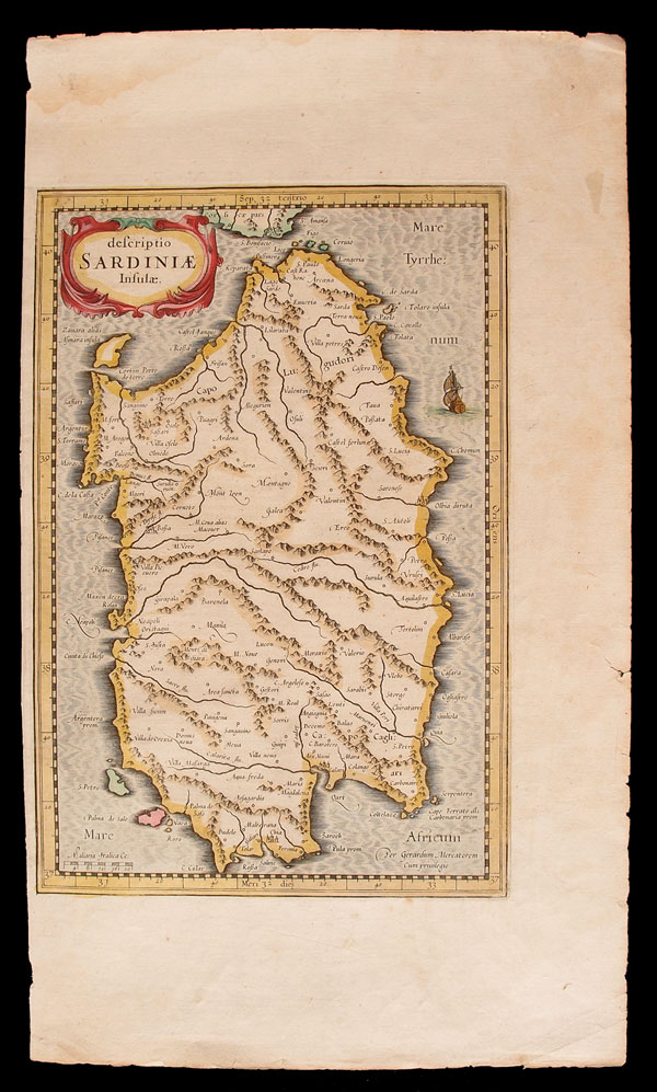 carta geografica sardegna mercatore hondius