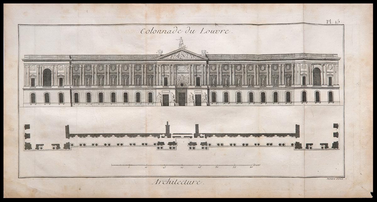 stampa antica colonnato louvre