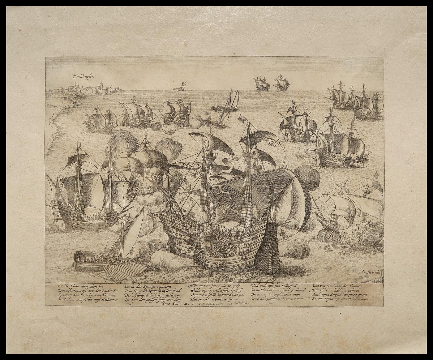 stampa antica battaglia zuiderzee hogenberg
