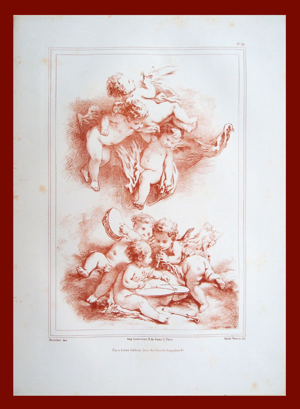 stampa antica putti boucher